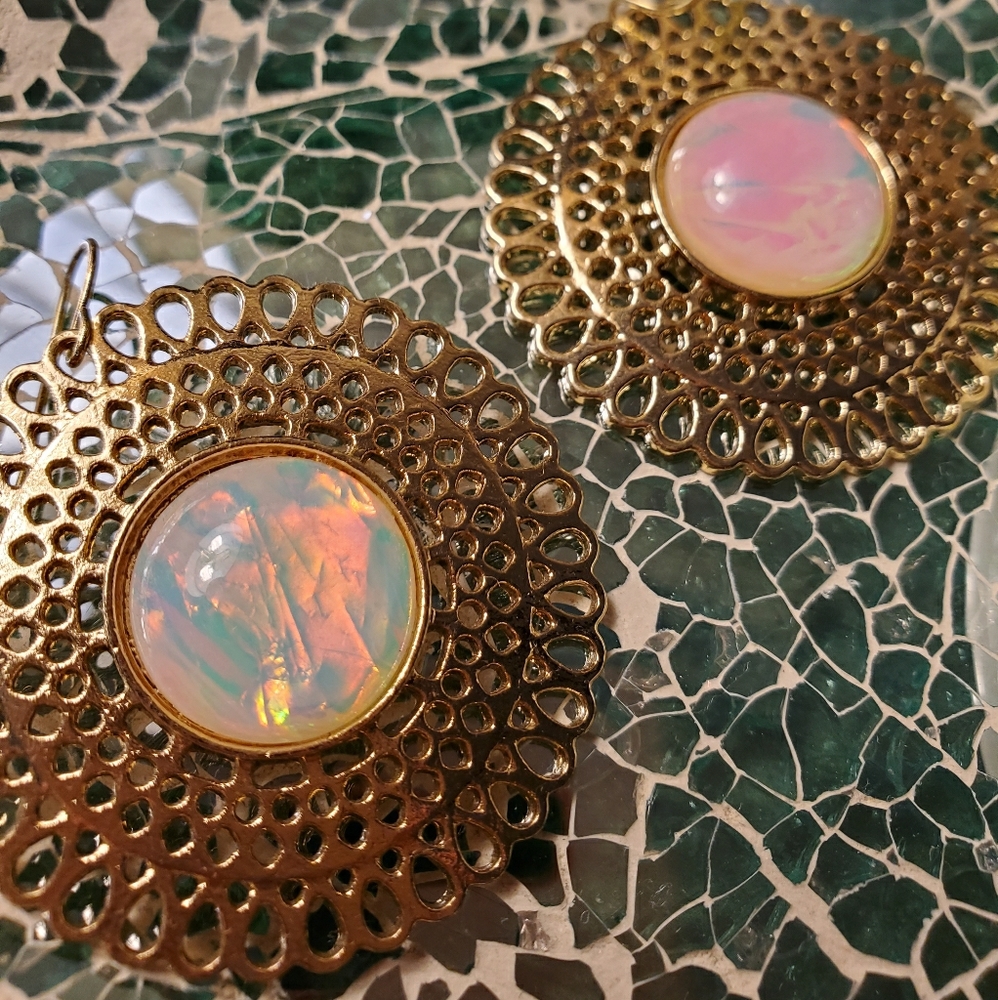 Medallion Opal Earrings